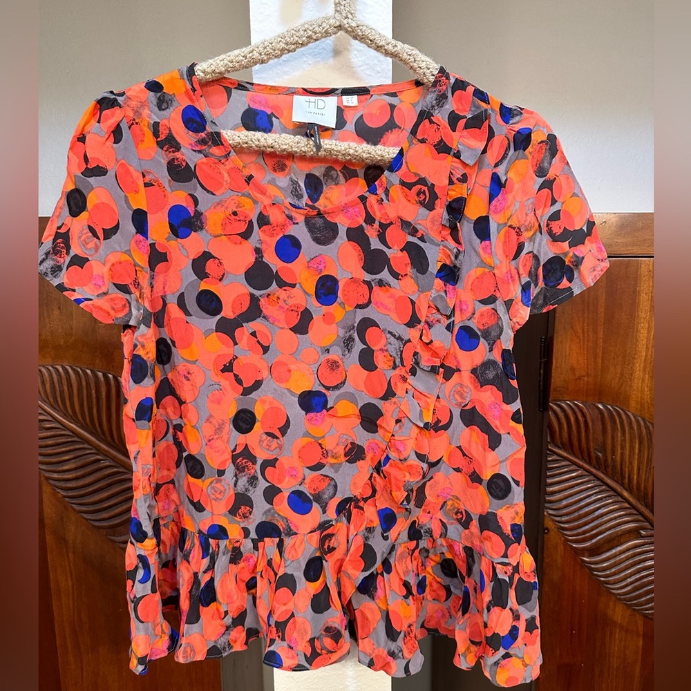 HD in Paris colorful print blouse size 0